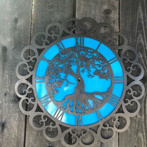 Tree of life clock bronze/ blue back