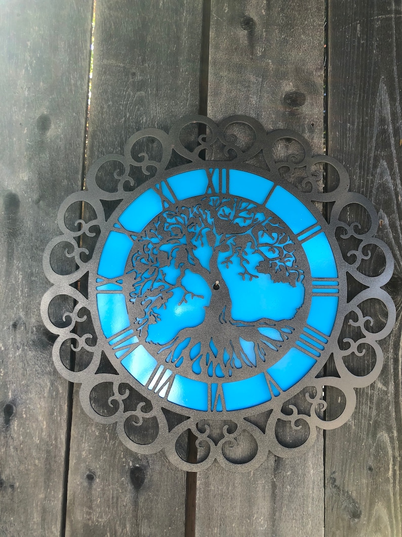 Tree of life clock bronze/ blue back