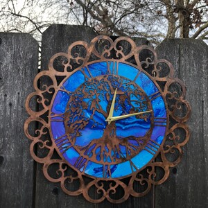 Tree of life clock hydro ocean blue