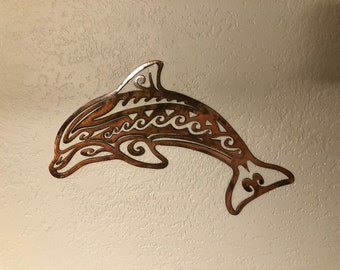 Dolphin metal art sea life