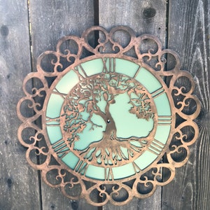 Tree of life clock copper/mossgreen