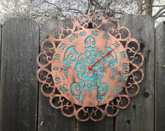 Radial IV Outdoor Thermometer / Rustic Metal Art / Indoor Wall Decor  Steampunk Home / Laser Cut Number Industrial Modern / Round Circle 