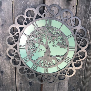 Tree of life clock bronze/ moss green