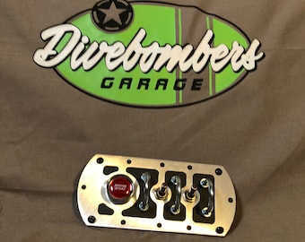 Push Button Start Switch Panel 2 LED Bomber style Custom hotrod panel