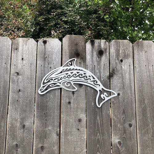 Dolphin L Metal Wall Art Decoration Skilwerx Ocean Nautical Etsy