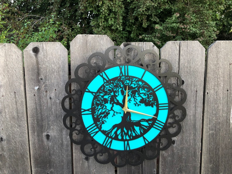 Tree of life clock bronze/turquoiseback