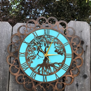 Tree of life clock copper/turquoise