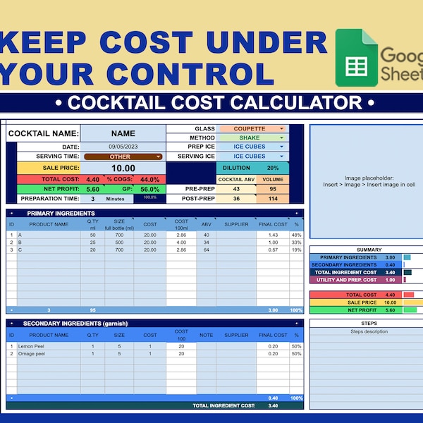 COCKTAIL COST CALCULATOR