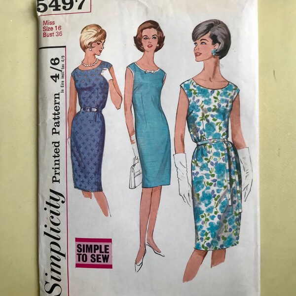 1960 wiggle dress allimplicity simple to sew büste 36 ”