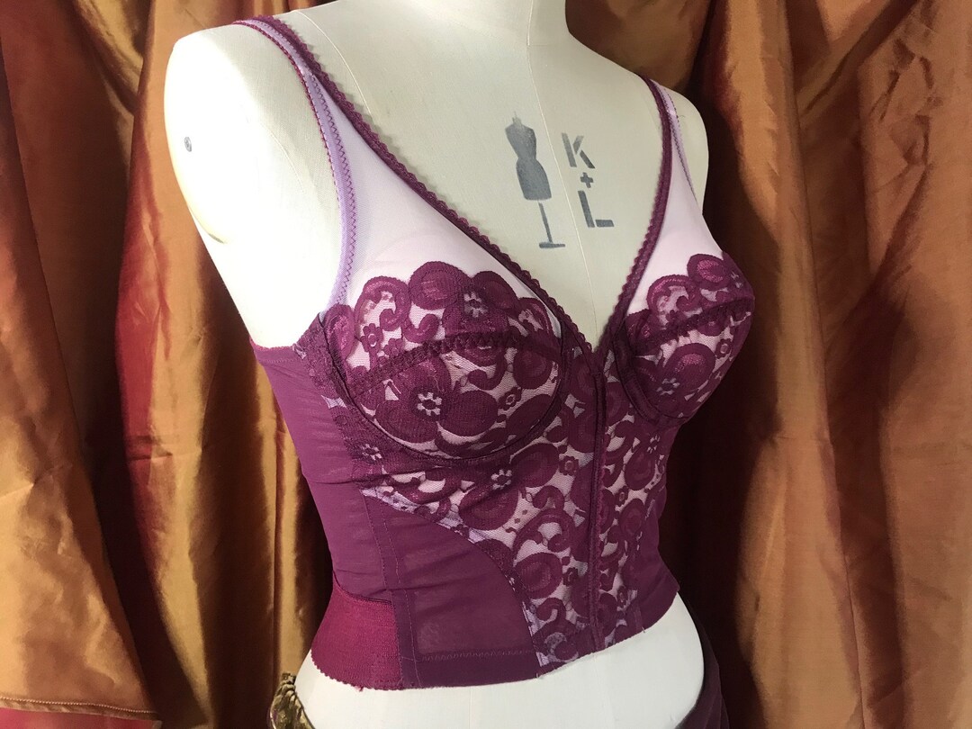 60s Bustier by Lovable in Sultry Plum Lace Size 36B - Etsy