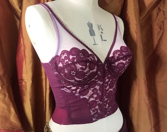 60s bustier by Lovable in sultry plum lace size 36B
