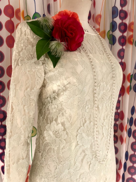 60s wedding vintage lace mini dress by Jenners of