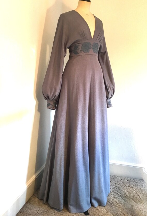 Glamorous 1970s Jean Varon maxi evening dress