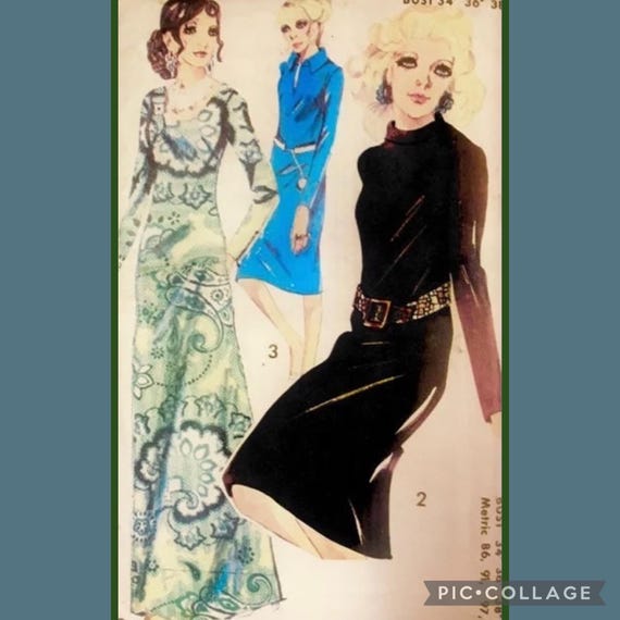 70s Midi Maxi Dress Pattern Multi Size - Etsy 70s Midi Maxi Dress Pattern Multi Size - Etsy