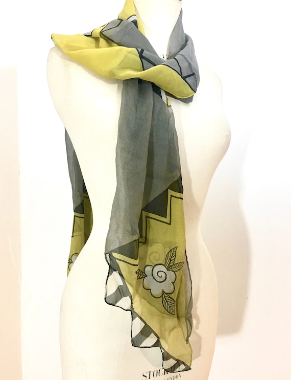 Celia Birtwell original 1970s long chiffon scarf