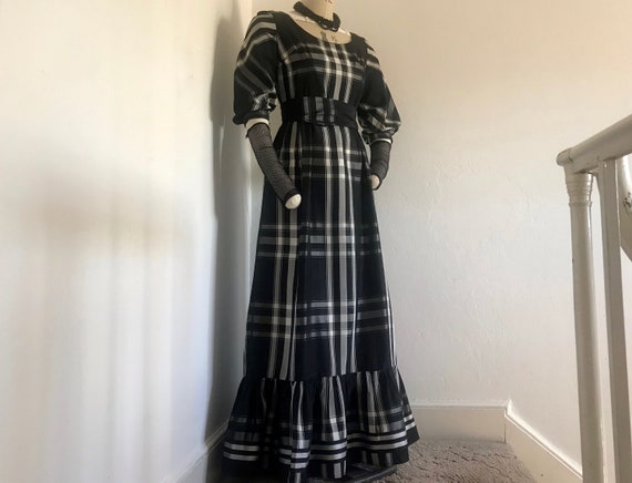 Horrockses 60s maxi party dress in tartan taffeta