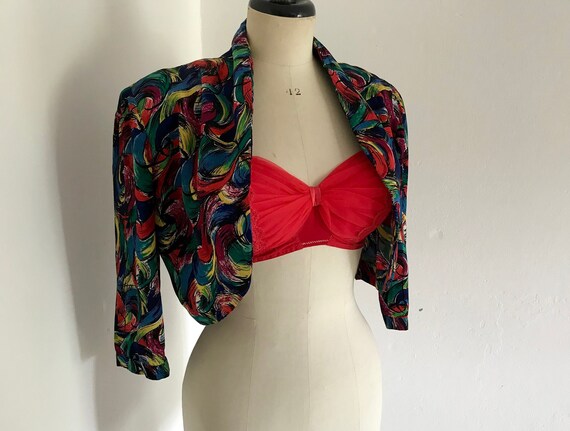 1940s multi-colour crepe evening bolero