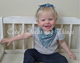 Matching Baby Sets, knotted bandana bib, knotted headband, baby drool bibs, baby drool bandana, dribble bib girl