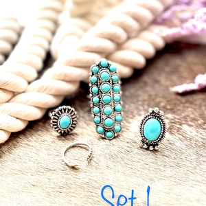Western Statement Ring Set/ Western Ring Set/ Adjustable Ring Set/ Thunderbird Ring Set/ Western Concho Ring Set