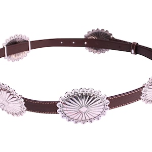 Western Metal Oval Concho Braun Medium Ledergürtel Nr.5