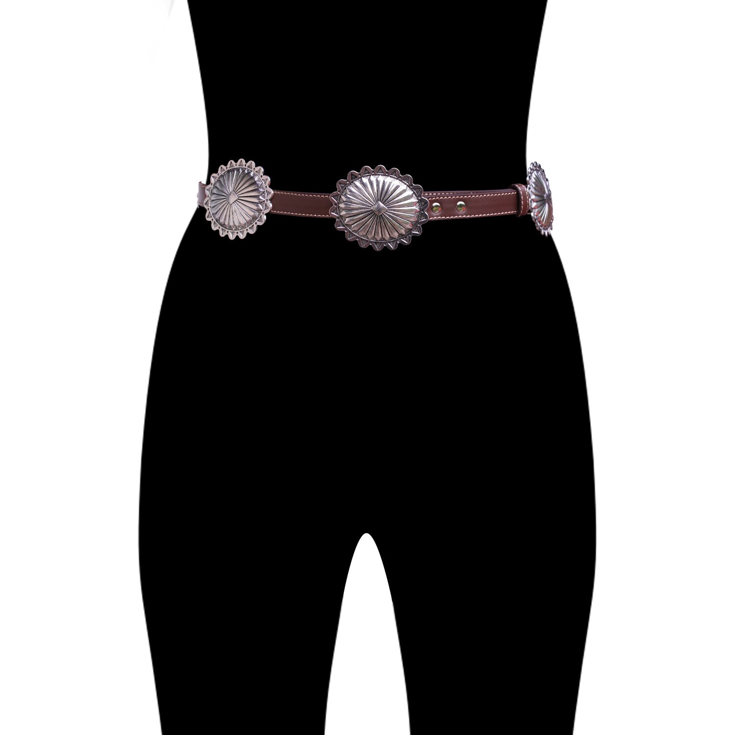 Western Metal Oval Concho Brown Medium Leather Belt No.5 - Etsy