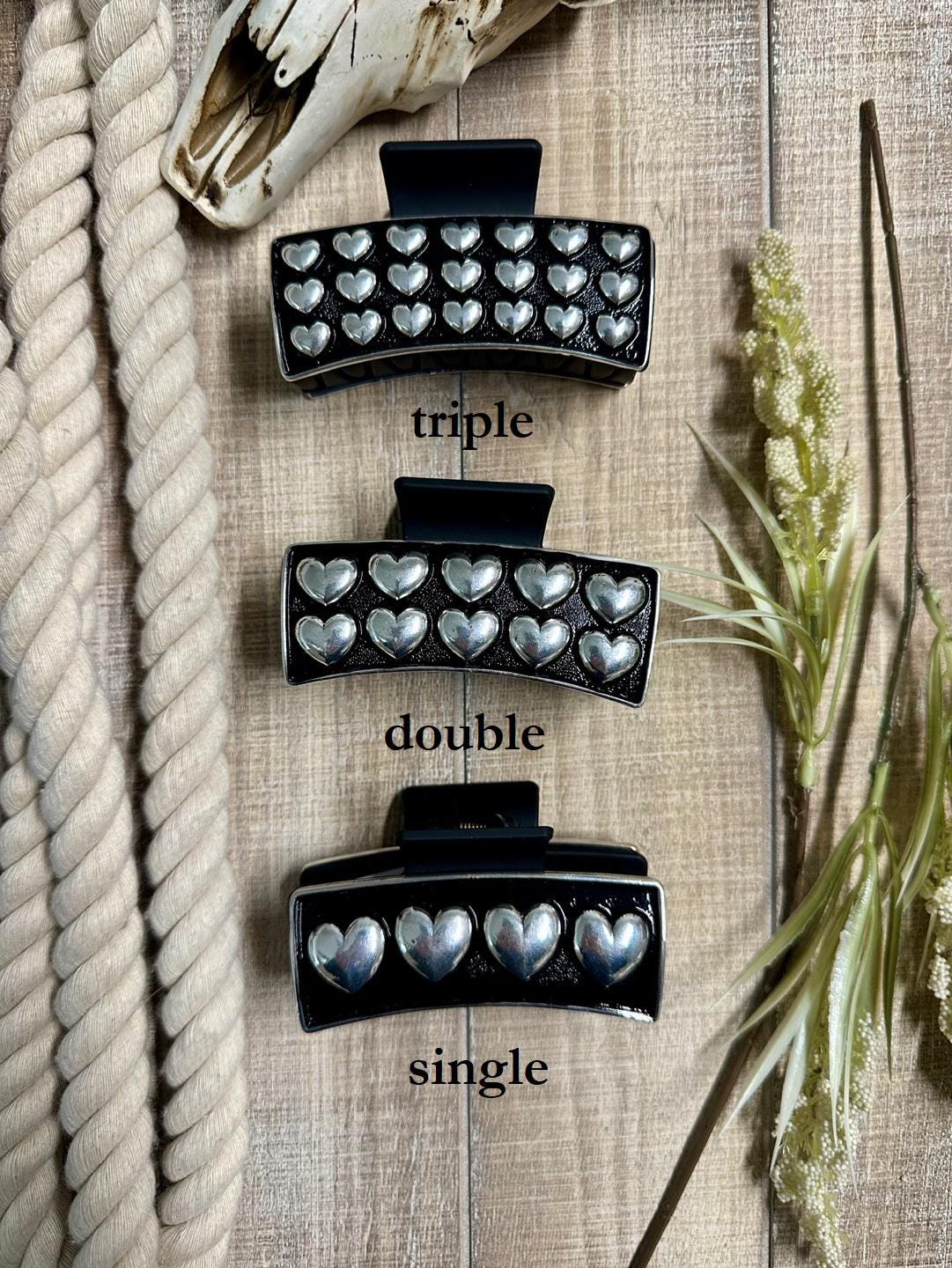 Western Heart Bubble Metal Plate Hair Claws