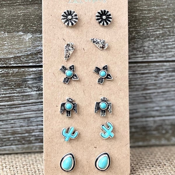 Turquoise Stud Earrings Sterling Silver Etsy
