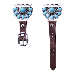 Wonderent 41mm/40mm/38mm Compatible for Apple Watch, Delicate Western Turquoise Watch Band No. 75