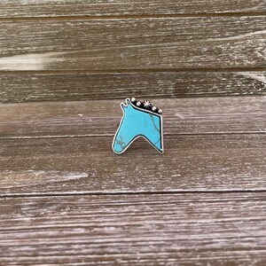 WESTERN HORSEHEAD RING | Turquoise Stone | Cowhide | Cow Print Western Jewelry Rings | Cuff Rings