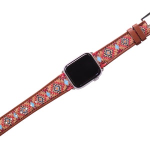 38mm, 40mm, 41mm compatible for Apple Watch Series 8,7,6,5,4,3, and SE Small Versions, Western Pattern Print Watch Band No.22M1