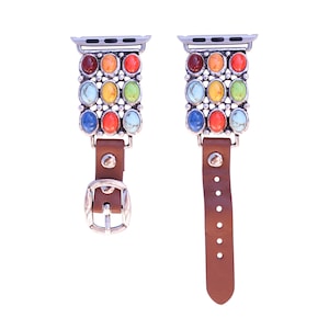 Wonderent 40mm/38mm Compatible for Apple Watch, Delicate Western Turquoise Fanwise Flower Watch Band No. 69M