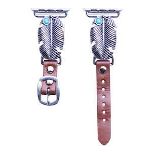 44mm/42mm Compatible for Apple Watch Series 5 Large Version, Series 4 Large Version, Classic Feather with Turquoise Accent Watch Band No. 3
