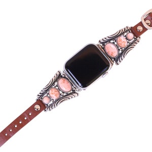 41mm/40mm/38mm Compatible for Apple Watch, Delicate Western Pink Stone Watch Band No. 9P