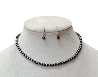 5MM | Western Navajo Bead Choker Necklace N Earrings Set