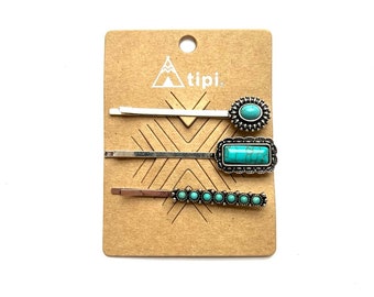 3 Pieces Western Aztec Style Hair Pin Set No.134