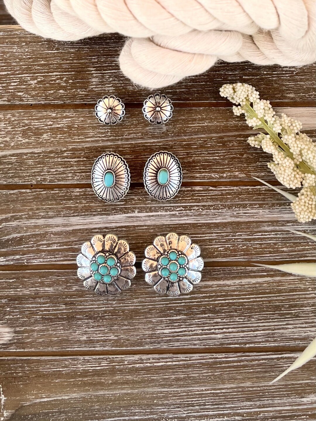 The Aria Concho Dangle Earring with Turquoise Stone main image 1