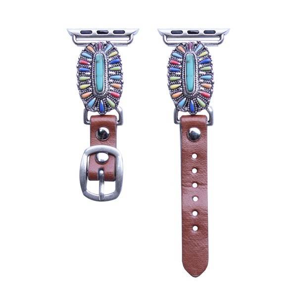 44mm/42mm Compatible for Apple Watch, Delicate Western Multicolored Slim Turquoise Watch Band No. 12M