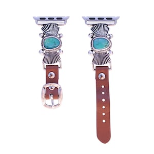 Wonderent 40mm/38mm Compatible for Apple Watch, Delicate Western Turquoise Fanwise Flower Watch Band No. 67TQ