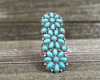 ANELLO CONCHO OCCIDENTALE / Concho a fiore / Anello con polsino / Anello regolabile / Gioielli occidentali