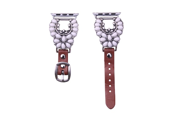 41mm/40mm/38mm Compatible for Apple Watch, Delicate Western White Fanwise  Flower Watch Band 25W