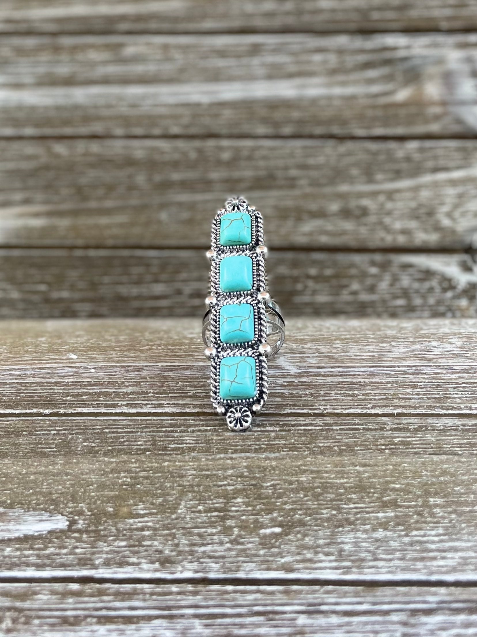 Anello del polsino di pietra del bar occidentale / anello del polsino di pietra turchese / anello di dichiarazione / anello regolabile / gioielli occidentali