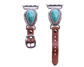 44mm/42mm Compatible for Apple Watch Series 5, Series 4 Large Version, Delicate Western Turquoise Teardrop Watch Band No. 6