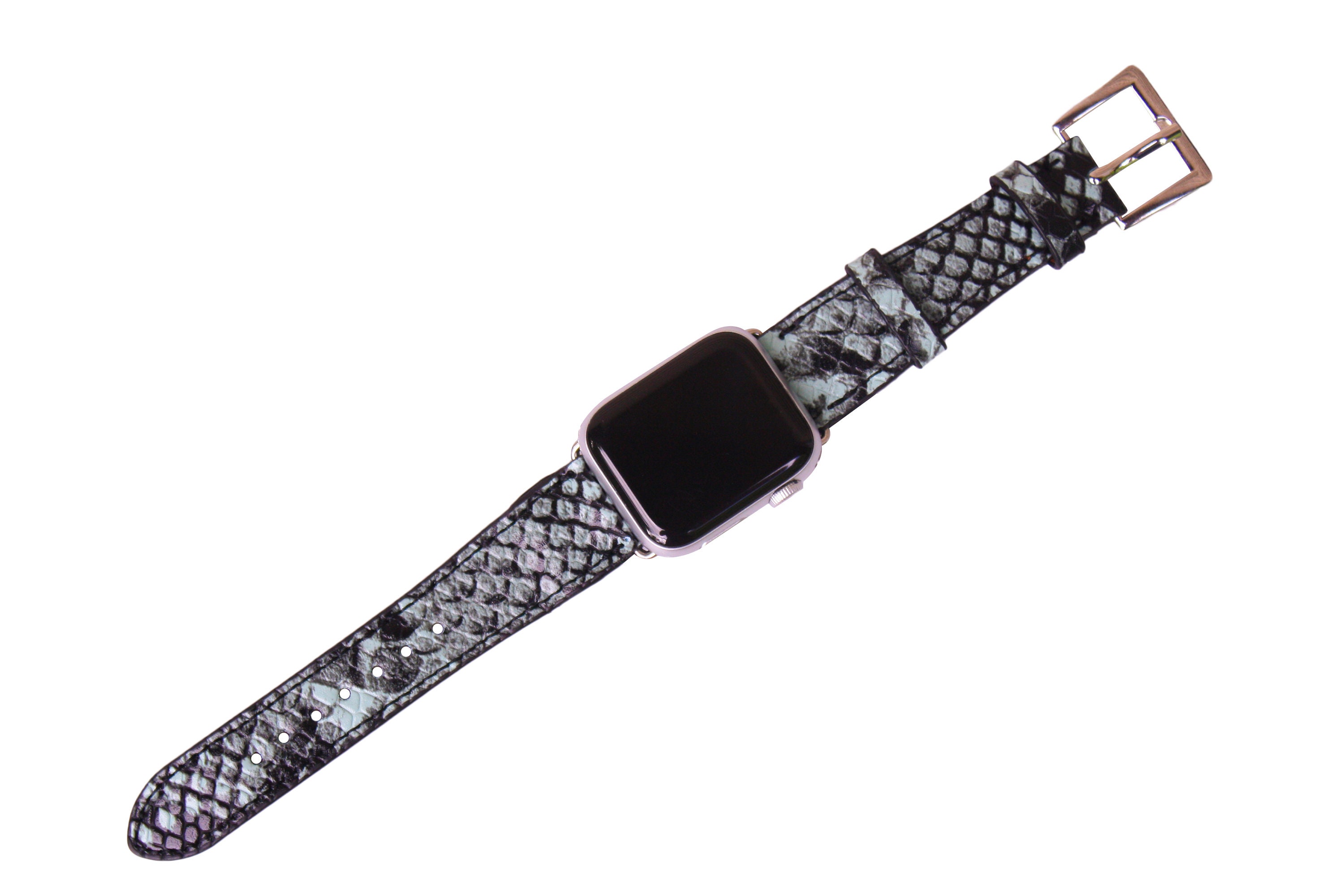40mm/38mm Compatible for Apple Watch, Bold Gray Snakeskin Watch Band  15GL