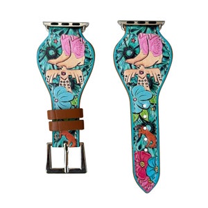 38mm,40mm,41mm,42mm,44mm,45mm compatible for Apple Watch Series 9,8,7,6,5,4,3, and SE, Western Pattern Print Watch Band No.116