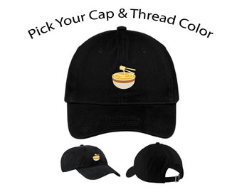 Ramen Dad Hat Embroidered Baseball Cap Ramen Noodle Bowl Chop Sticks
