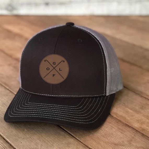 Brown Leather Round Patch Hat