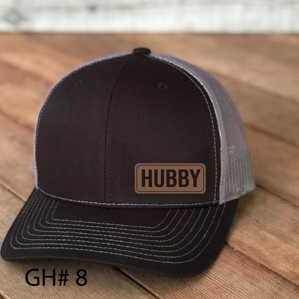 Hubby Vegan Leather Patch Cap, Richardson 112, Richardson Hat, Hubby Hat, Hubby Dad Hat, Richardson Cap, Wedding Party Caps