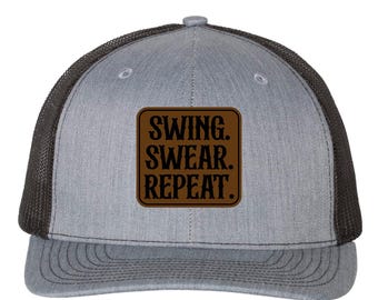 Swing Swear Repeat Hat, Funny Golf Hat, Golf Trucker Hat, Golf Lover Gift, Golf Dad Hat, Golfing Hat, Golf Dad Hat