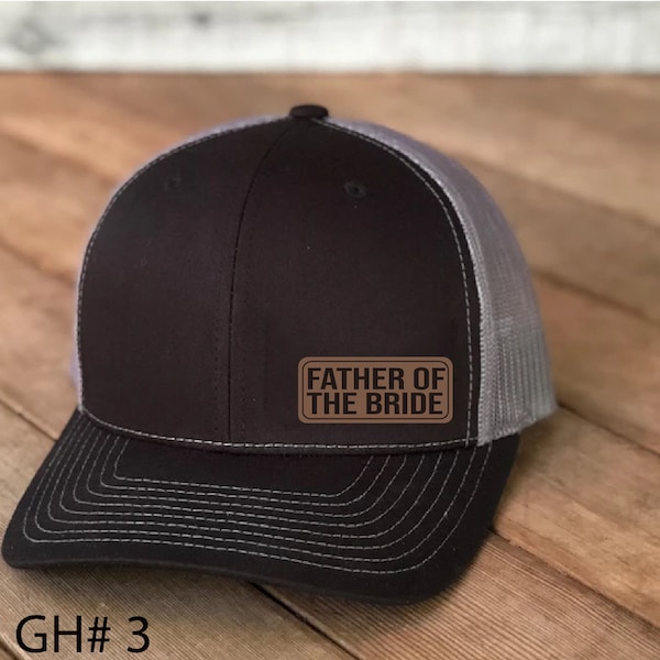 Father of The Bride Vegan Leather Patch Cap, Richardson 112, Father of the Bride Hat, Richardson Cap, Wedding Party Hats