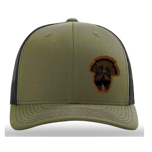 Turkey Hunting Hat, Richardson 112, Leather Patch Trucker Cap, Outdoor Hunting Gear, Gift for Hunters, Capdaddy